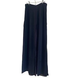 Tadashi Vintage 1990s Womens Pants Size Small Black Layered Chiffon Wide Leg